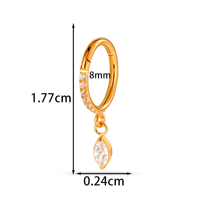 F136 Titanium Zircon Star & Moon Dangle Cartilage Piercing | Lip & Ear Jewelry | Hypoallergenic & Stylish