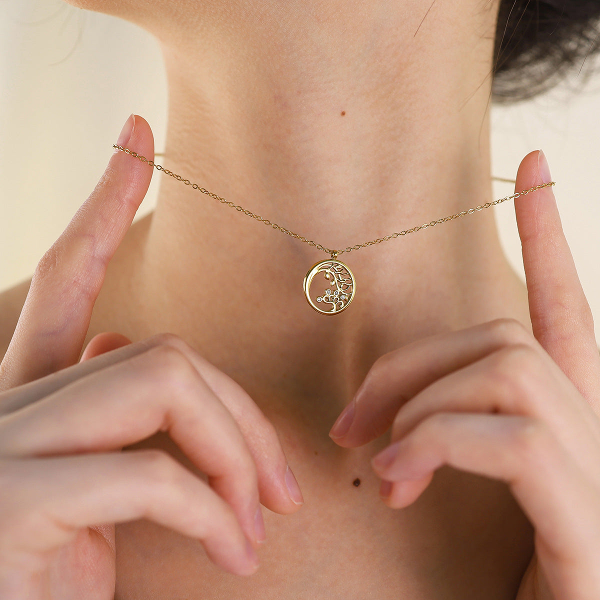 18K Gold Plated Stainless Steel Crystal Pendant Necklace | Heart, Star, Tree of Life & Leaf Designs | Elegant Gift Jewelry for Women