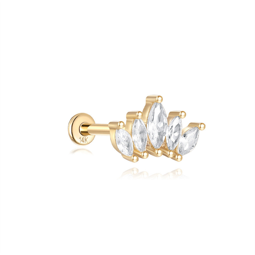 14K Gold Marquise Zircon Cluster Stud Earrings – Delicate, Hypoallergenic & Eye-Catching