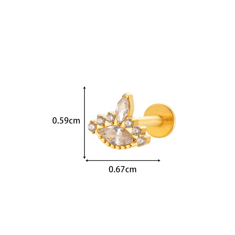 F136 Titanium Internally Threaded CZ Cartilage Stud Earrings – Flat Back Piercing Jewelry