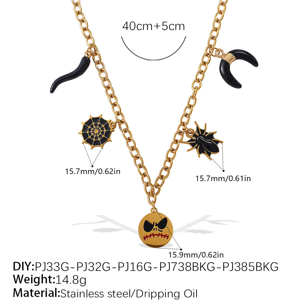 Holiday Collection – Gold Plated Stainless Steel Multishape Pendant Tassel Necklace | Halloween & Christmas Jewelry