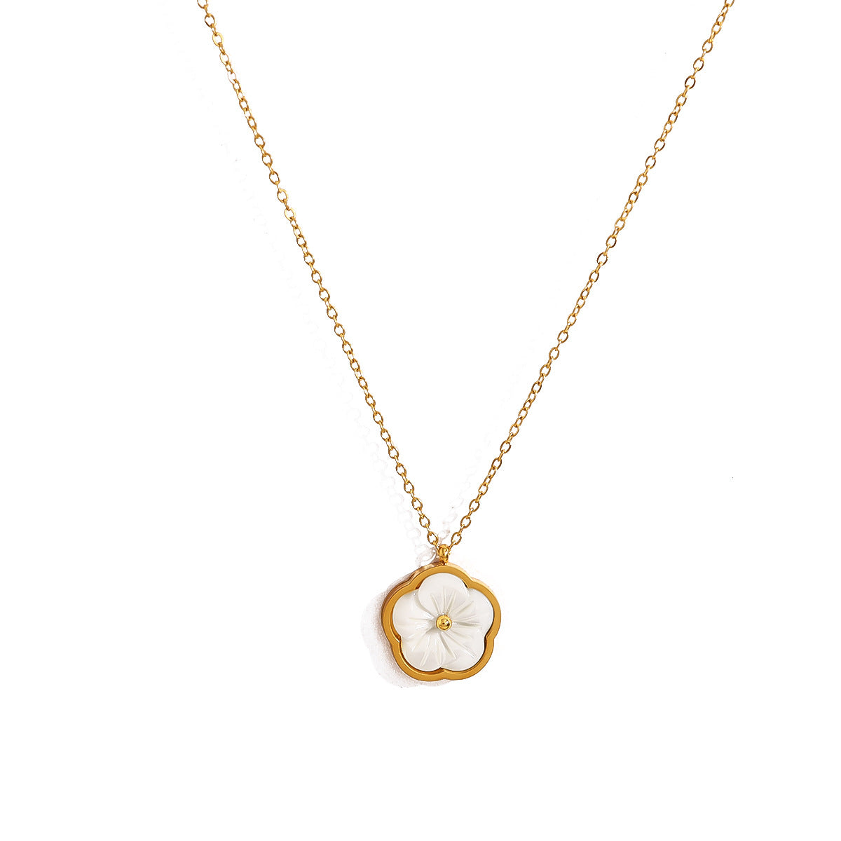 18K Gold Plated Titanium Steel Flower Pendant Necklace, Bracelet & Ring | Elegant Fashion Jewelry Set