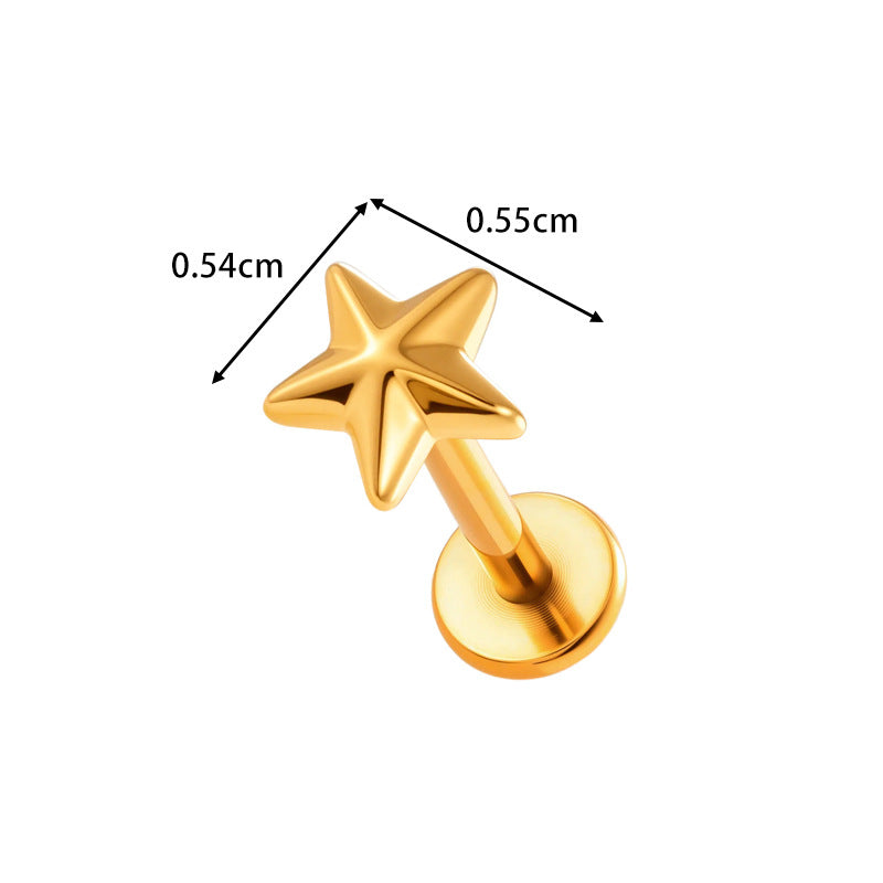 G23/F136 Titanium Zircon Star & Geometric Lip & Cartilage Piercing | Stylish & Hypoallergenic Jewelry