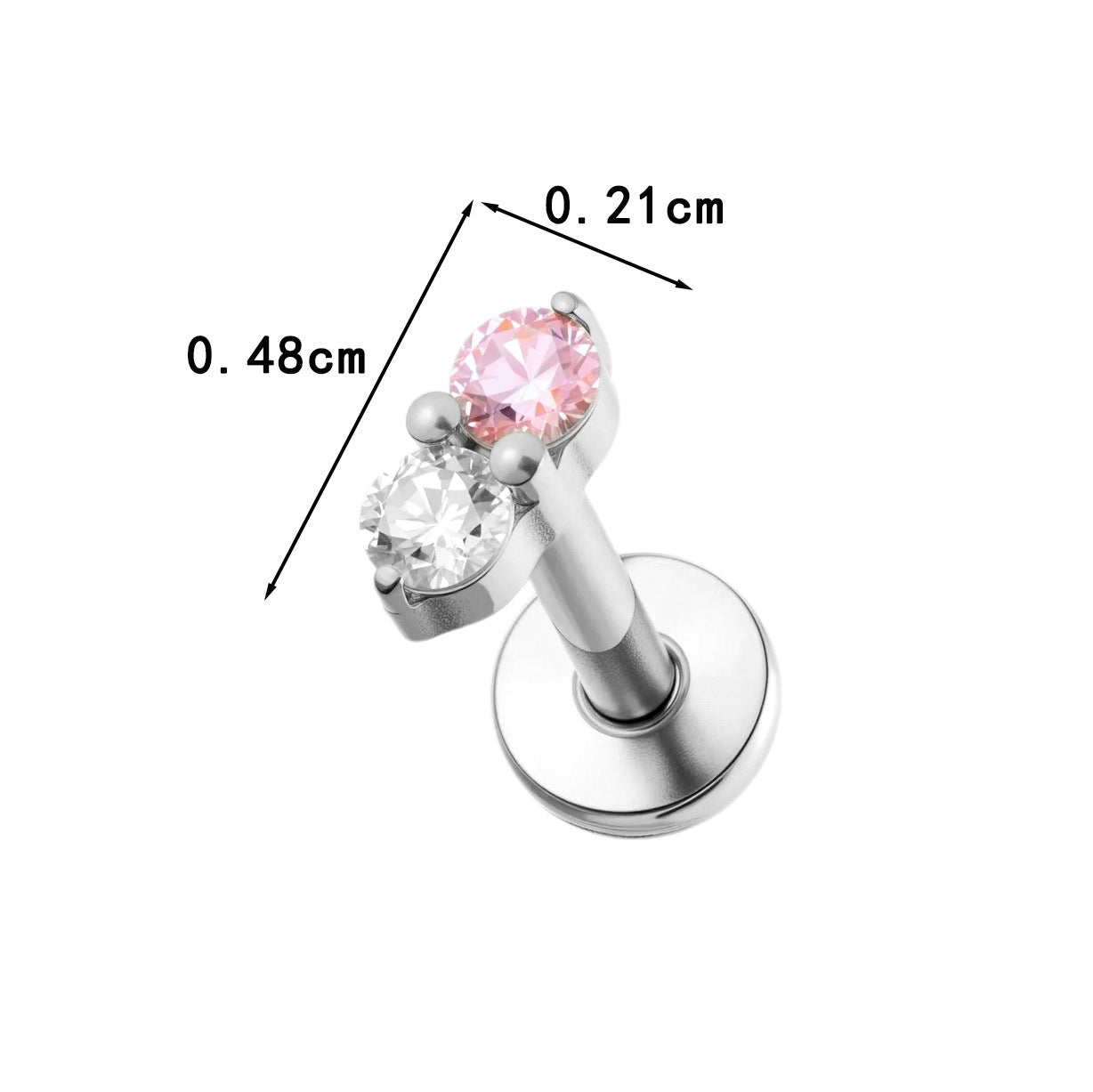 G23 Titanium Piercing with Zirconia - Flat Back Lip, Cartilage & Helix Stud | Push Pin Design