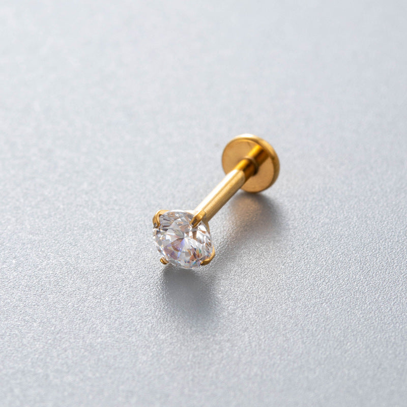 Minimalist Titanium Cartilage Barbell with Zircon – Hypoallergenic Piercing Jewelry