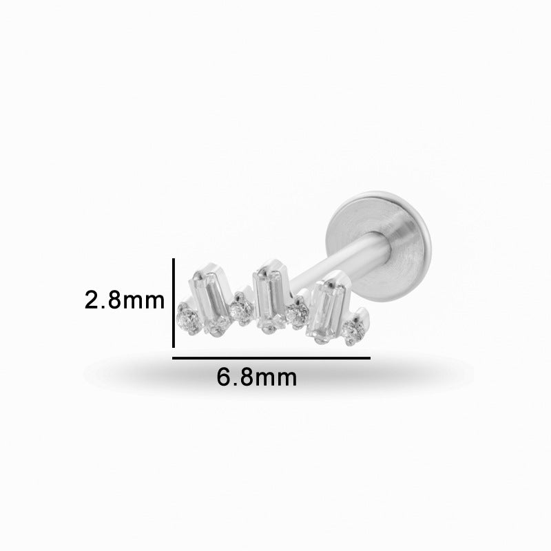 Titanium ircon Silver Piercing Internal Screw Rod Ear Bone Studs