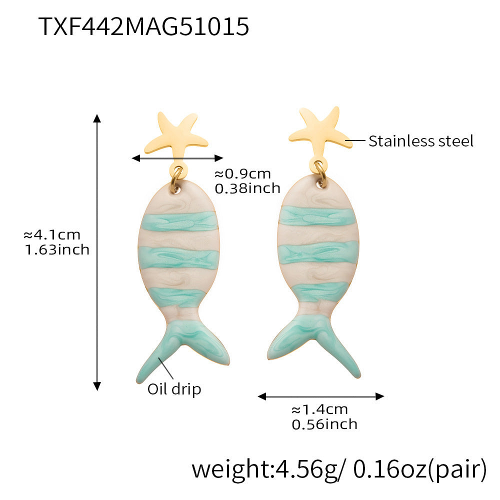 Coral Red Fish, Octopus & Turtle Pendant Jewelry Set – Stainless Steel Necklace, Bracelet, Anklet & Earrings | Trendy Ocean Style Accessories