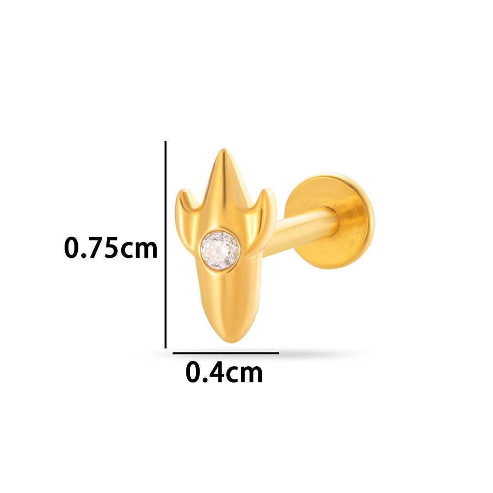 F136 Titanium Internally Threaded Cartilage Stud – Heart, Butterfly, Rocket, Bone, Smiley Face Designs | Hypoallergenic Piercing Jewelry