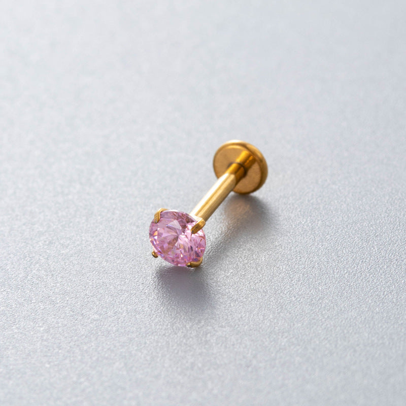 Minimalist Titanium Cartilage Barbell with Zircon – Hypoallergenic Piercing Jewelry