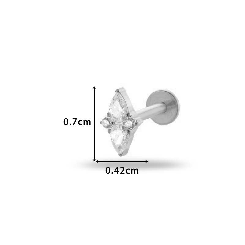 G23/F136 Titanium Internally Threaded CZ Flat-Back Cartilage Stud Earrings – Hypoallergenic Piercing Jewelry for Helix, Tragus, Conch & Lobe