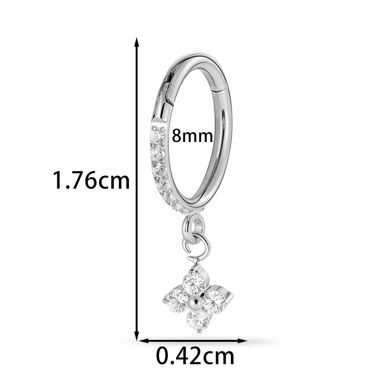 F136 Titanium Zircon Star & Moon Dangle Cartilage Piercing | Lip & Ear Jewelry | Hypoallergenic & Stylish