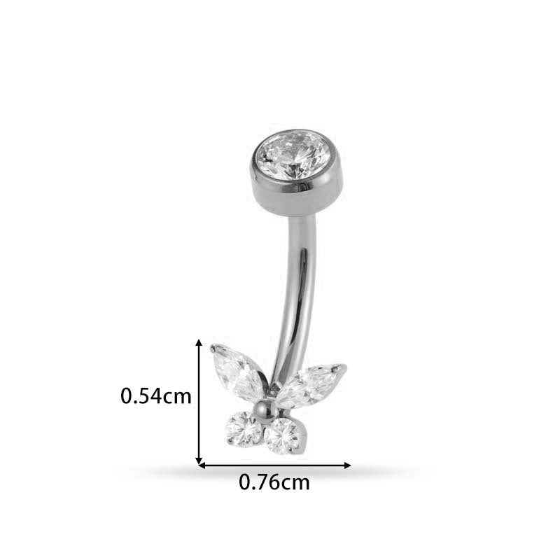 G23/F136 Titanium Flower CZ Internally Threaded Belly Button Ring – Stylish Navel Piercing Jewelry