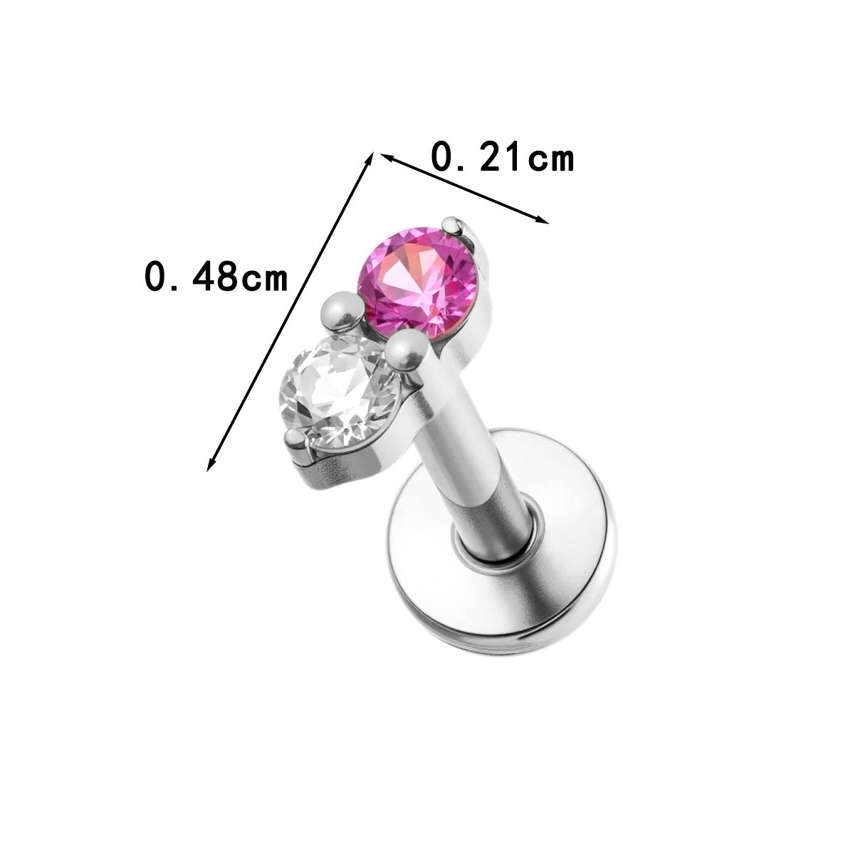 G23 Titanium Piercing with Zirconia - Flat Back Lip, Cartilage & Helix Stud | Push Pin Design
