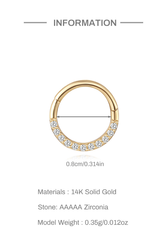 14K Gold Round Zircon Piercing Earrings Stacks
