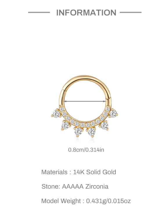 14K Gold Claw Zircon Stud Earring – Single Sparkle for Piercings