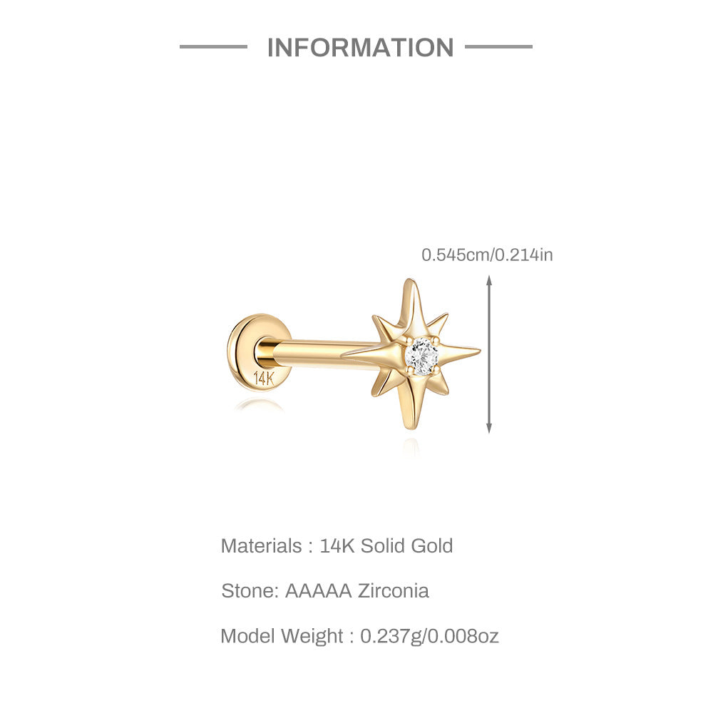 14K Gold Star Zircon Stud Earrings – Dainty, Sparkling & Hypoallergenic