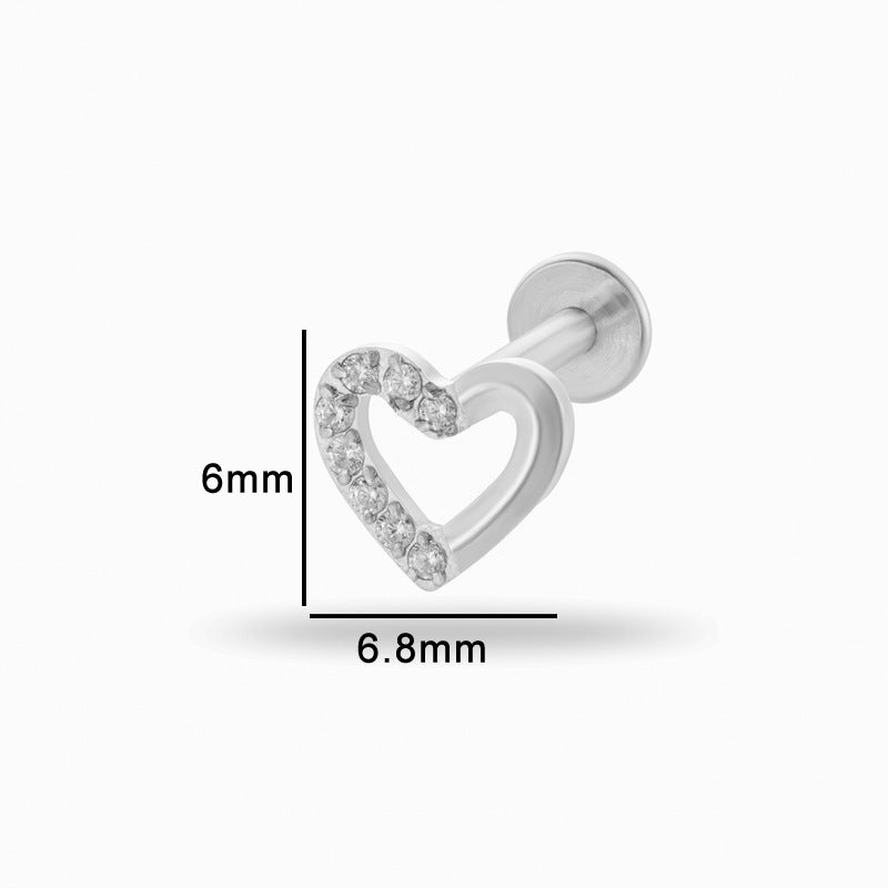 Titanium ircon Silver Piercing Internal Screw Rod Ear Bone Studs