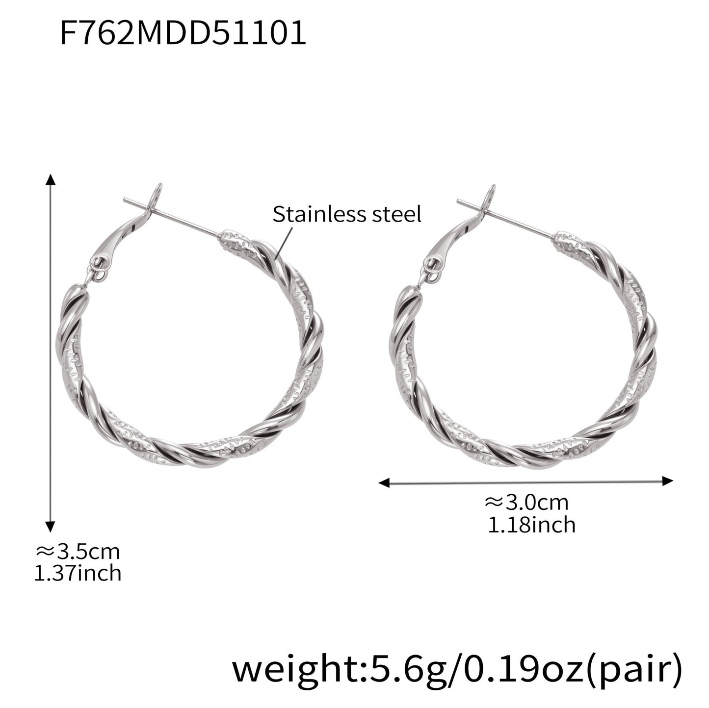 Twisted Multi-Strand Stainless Steel Hoop Earrings – Modern Geometric Fashion Jewelry Set