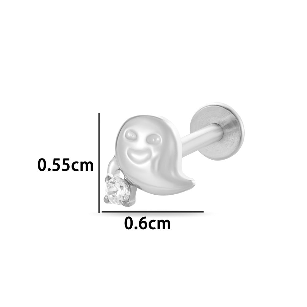 F136 Titanium Internally Threaded Cartilage Stud – Heart, Butterfly, Rocket, Bone, Smiley Face Designs | Hypoallergenic Piercing Jewelry