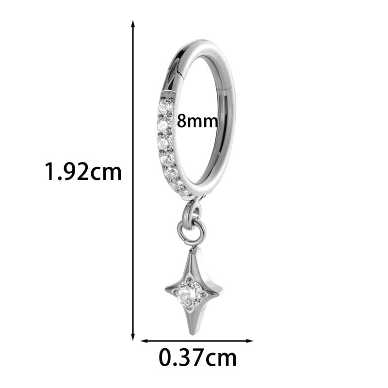 F136 Titanium Zircon Star & Moon Dangle Cartilage Piercing | Lip & Ear Jewelry | Hypoallergenic & Stylish