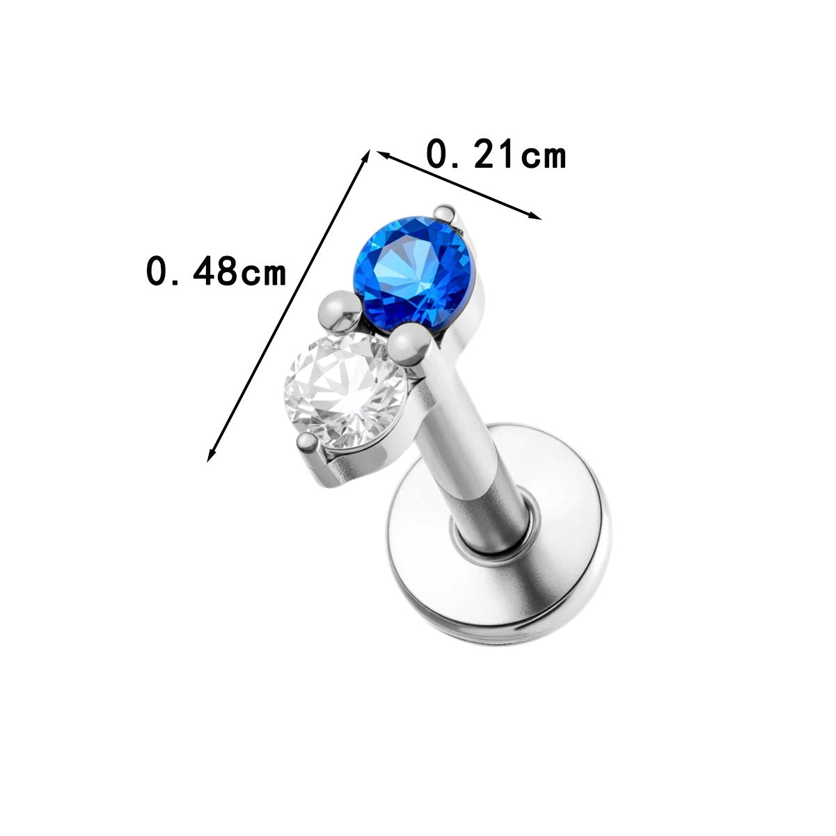 G23 Titanium Piercing with Zirconia - Flat Back Lip, Cartilage & Helix Stud | Push Pin Design