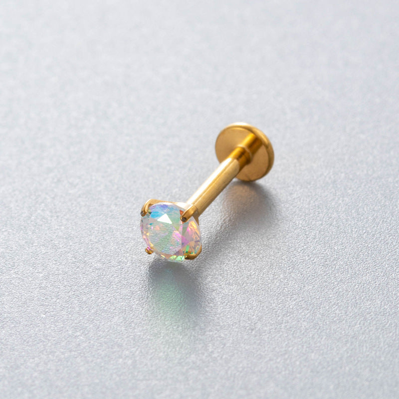 Minimalist Titanium Cartilage Barbell with Zircon – Hypoallergenic Piercing Jewelry