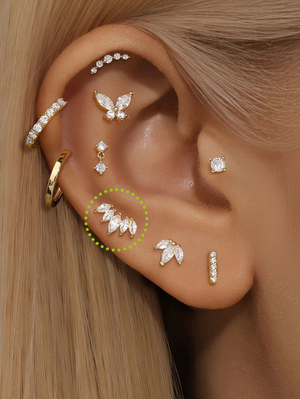 14K Gold Marquise Zircon Cluster Stud Earrings – Delicate, Hypoallergenic & Eye-Catching