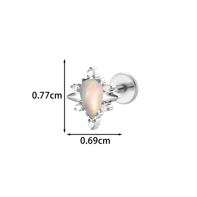 G23/F136 Titanium Colorful CZ Flower & Geometric Flat Back Labret Studs | Hypoallergenic Internally Threaded Piercing Jewelry for Ear, Lip, Cartilage