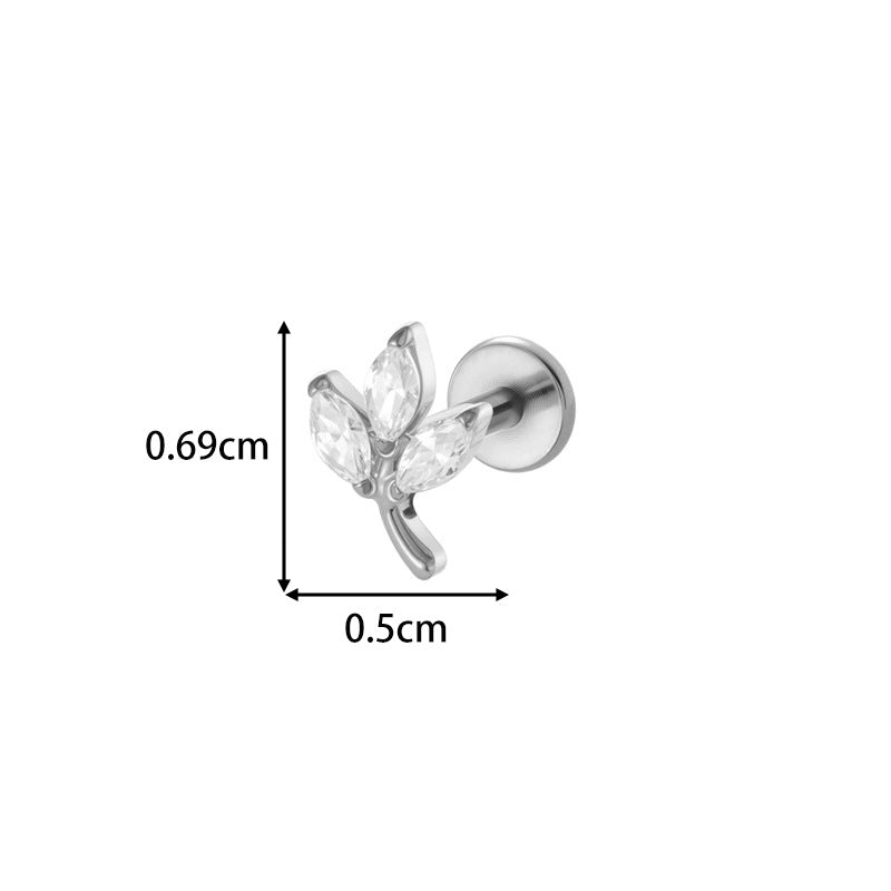 G23/F136 Titanium Internally Threaded Flat Back Lip Studs Cactus Star Flower Piercing Jewelry – Hypoallergenic Cartilage Earrings for Daily & Professional Use