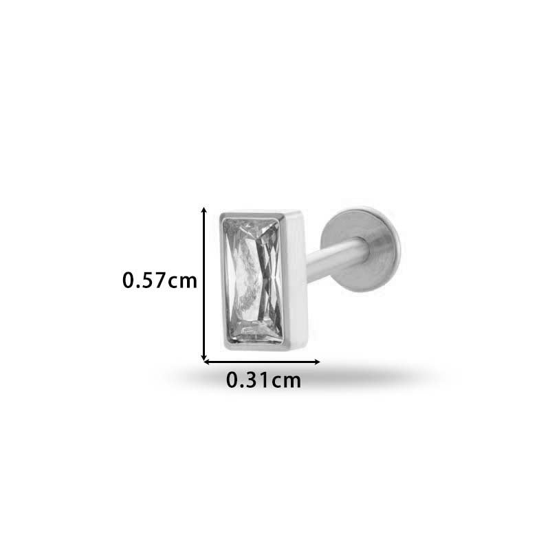 G23/F136 Titanium Internally Threaded CZ Flat-Back Cartilage Stud Earrings – Hypoallergenic Piercing Jewelry for Helix, Tragus, Conch & Lobe