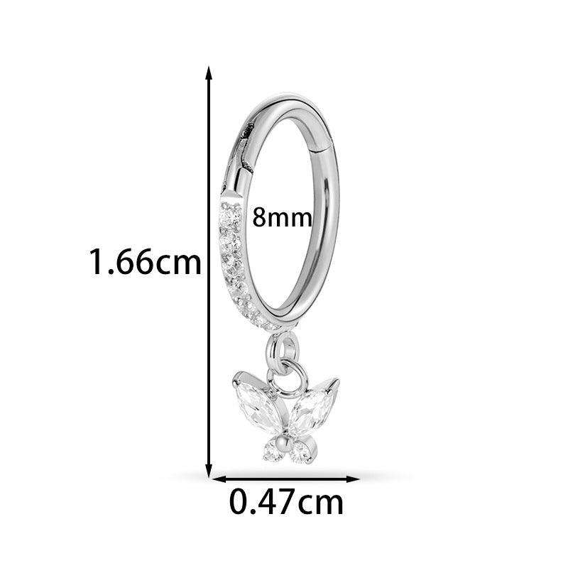 F136 Titanium Zircon Star & Moon Dangle Cartilage Piercing | Lip & Ear Jewelry | Hypoallergenic & Stylish