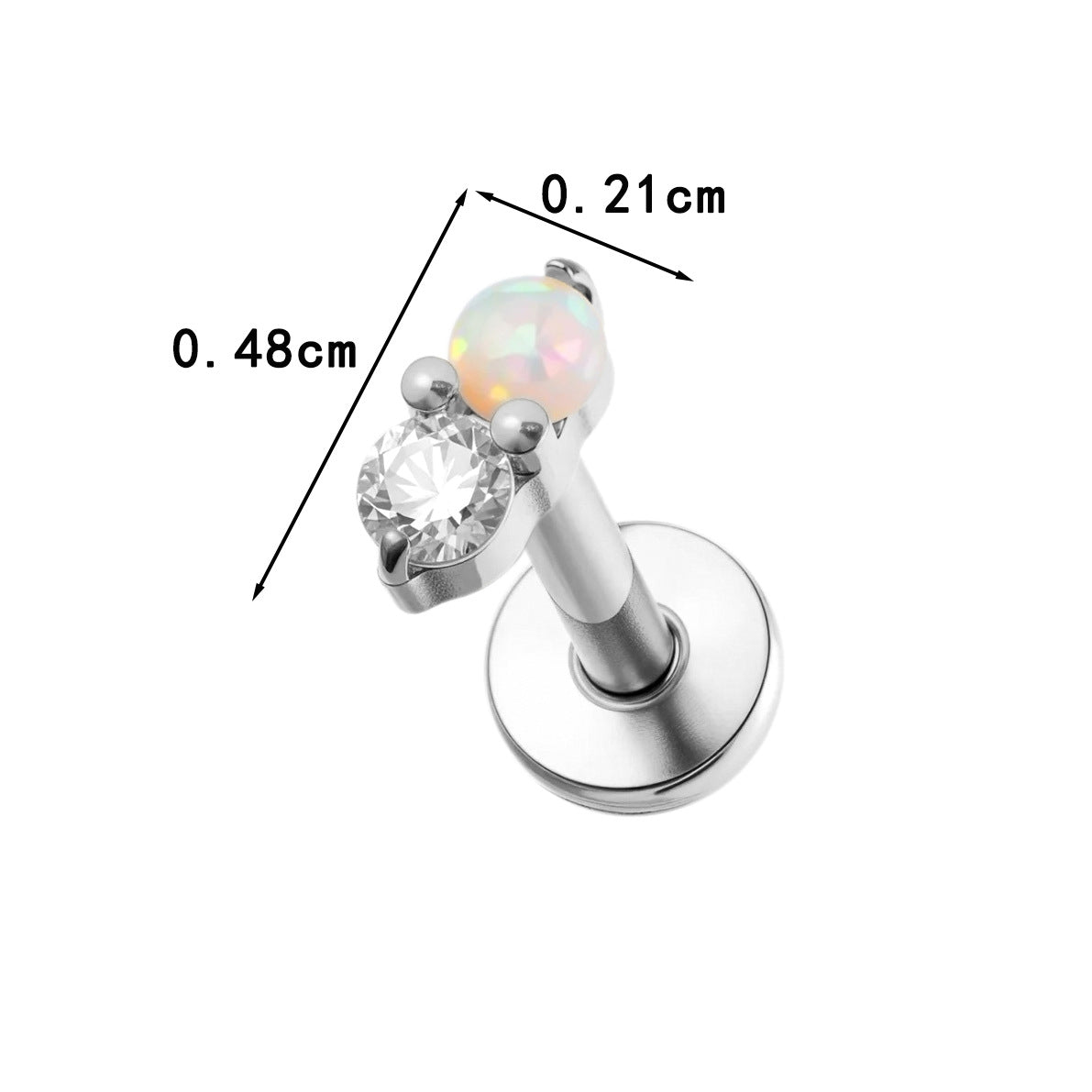 G23 Titanium Piercing with Zirconia - Flat Back Lip, Cartilage & Helix Stud | Push Pin Design