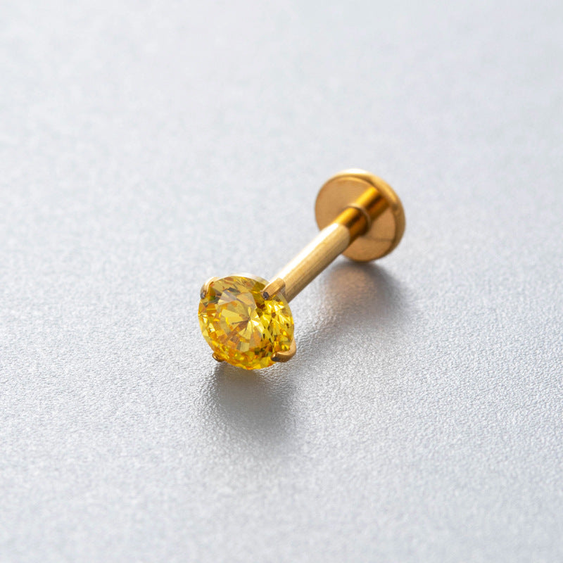 Minimalist Titanium Cartilage Barbell with Zircon – Hypoallergenic Piercing Jewelry