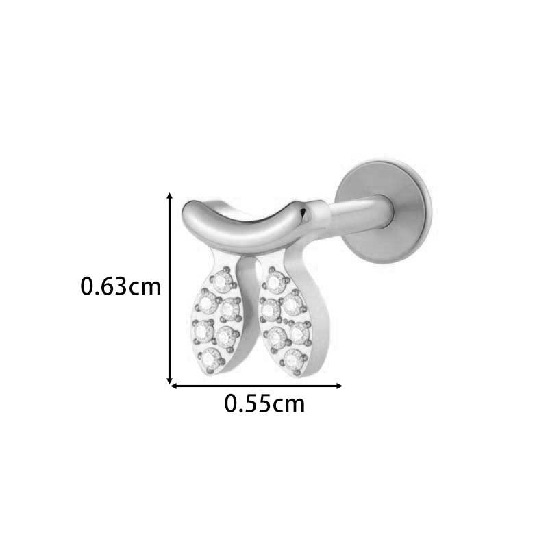 F136 Titanium Zirconia Chain Pendant Stud – Internally Threaded Flat-Back Cartilage Piercing Jewelry