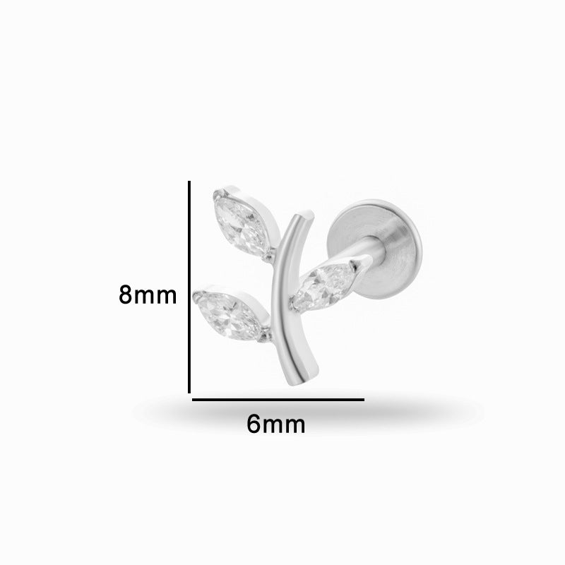 Titanium ircon Silver Piercing Internal Screw Rod Ear Bone Studs