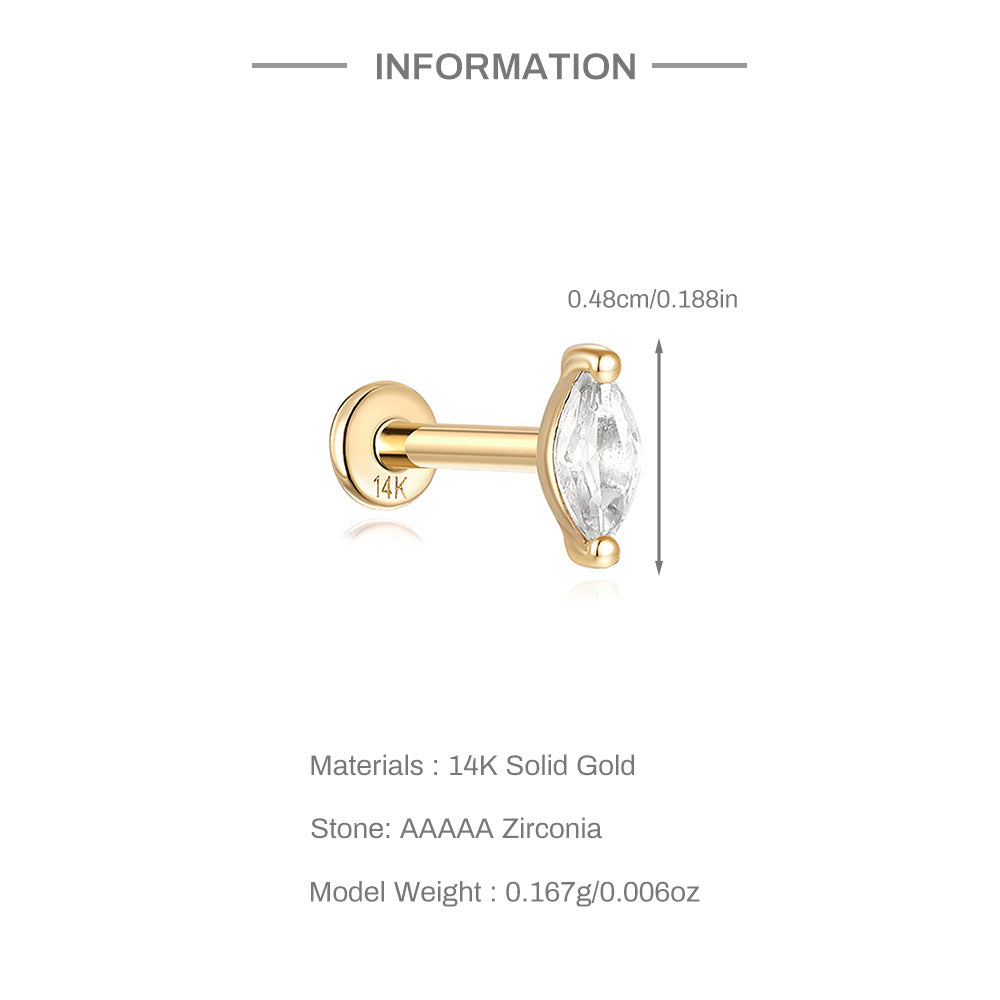 14K Solid Gold Geometric Stud Earrings – Minimalist, Hypoallergenic, Everyday Essential
