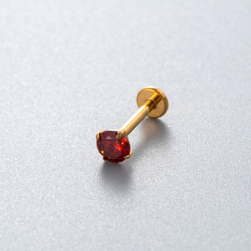 Minimalist Titanium Cartilage Barbell with Zircon – Hypoallergenic Piercing Jewelry