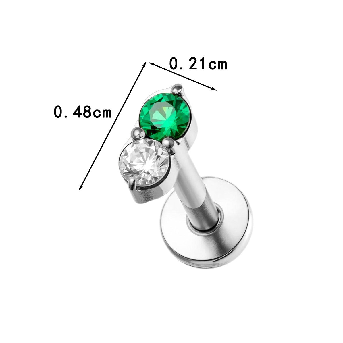 G23 Titanium Piercing with Zirconia - Flat Back Lip, Cartilage & Helix Stud | Push Pin Design