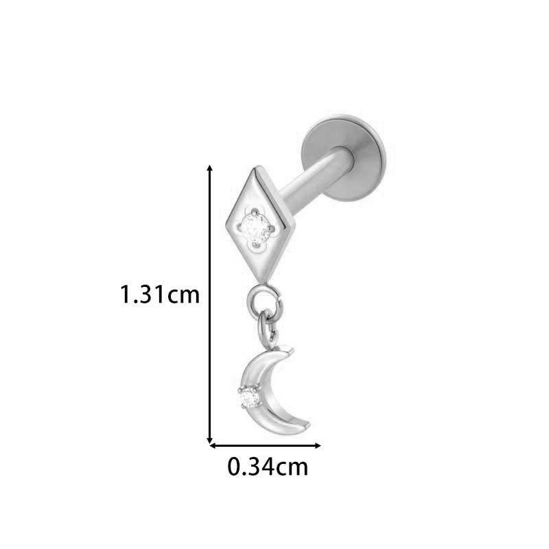 F136 Titanium Internally Threaded Dangling CZ Cartilage Stud – Hypoallergenic Piercing Jewelry