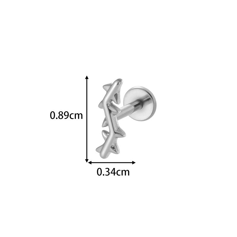 G23/F136 Titanium Internally Threaded Flat Back Lip Studs Cactus Star Flower Piercing Jewelry – Hypoallergenic Cartilage Earrings for Daily & Professional Use