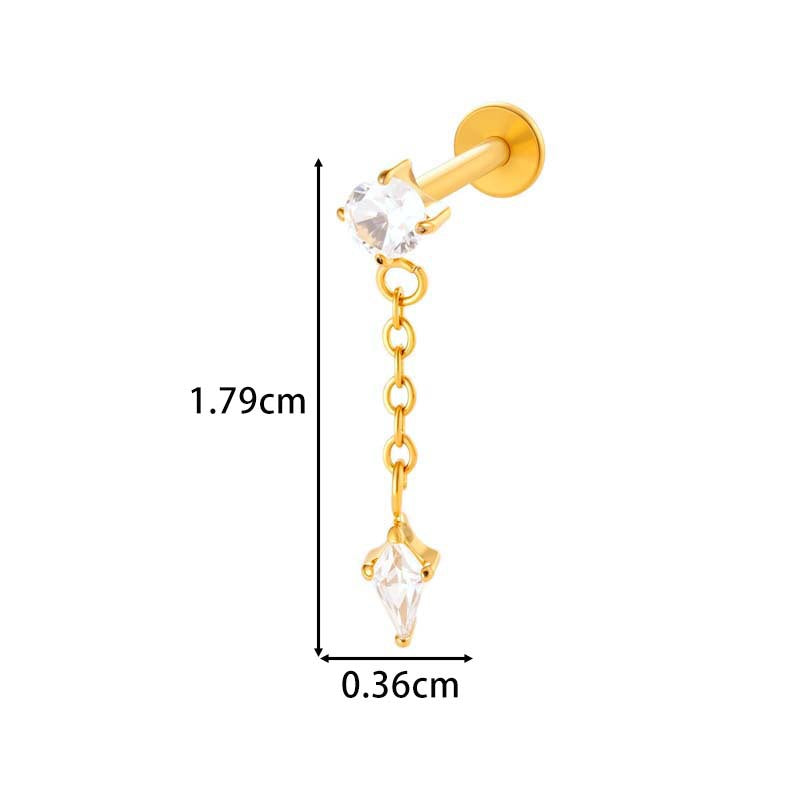 F136 Titanium Internally-Threaded Zirconia Pendant Stud — Star & Hexagram Flat-Back Cartilage Jewelry