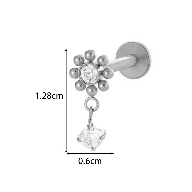 F136 Titanium Internally Threaded Flower CZ Cartilage Stud – Hypoallergenic Piercing Jewelry