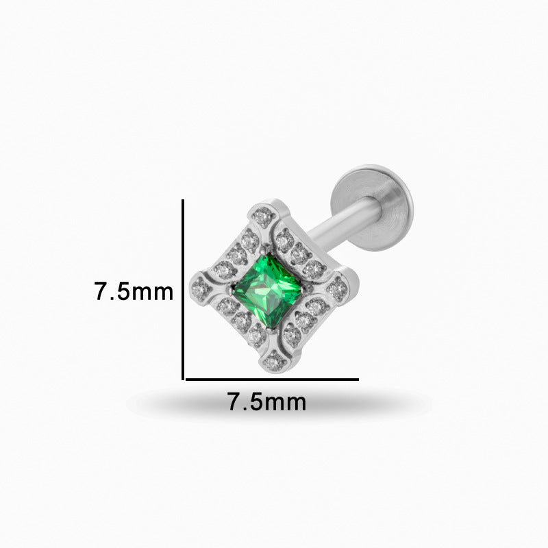 Titanium ircon Silver Piercing Internal Screw Rod Ear Bone Studs