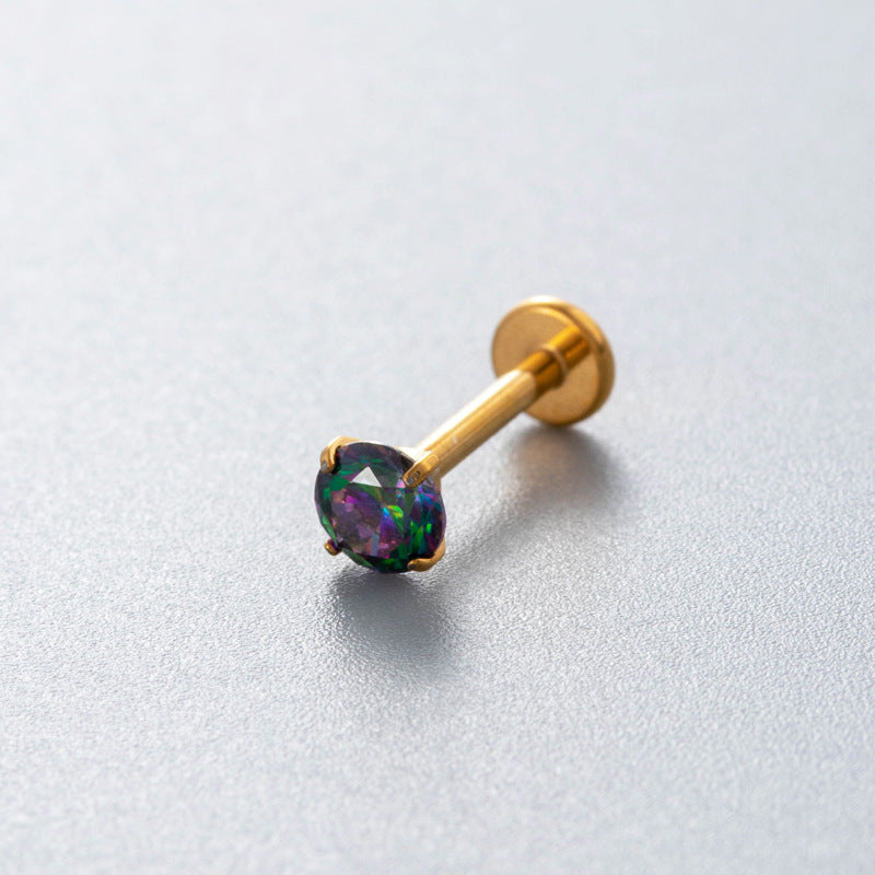 Minimalist Titanium Cartilage Barbell with Zircon – Hypoallergenic Piercing Jewelry