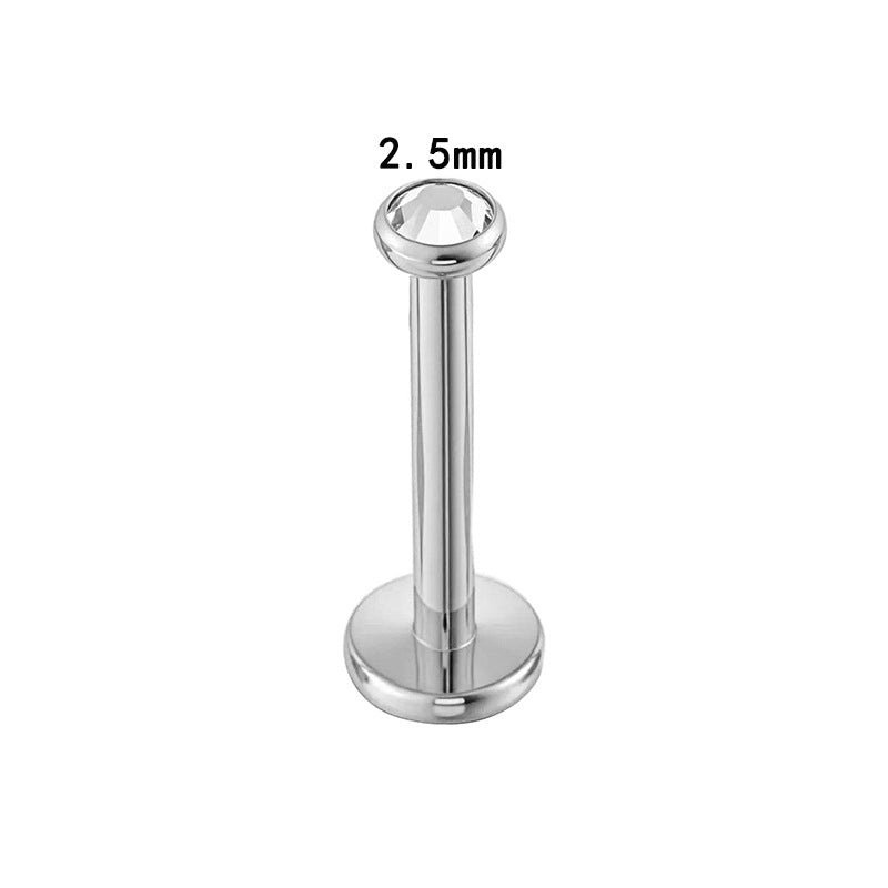 G23/F136 Titanium CZ Internally Threaded Flat-Back Cartilage Stud Earrings – Square, Round Series