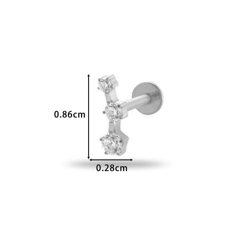 G23/F136 Titanium Internally Threaded CZ Flat-Back Cartilage Stud Earrings – Hypoallergenic Piercing Jewelry for Helix, Tragus, Conch & Lobe