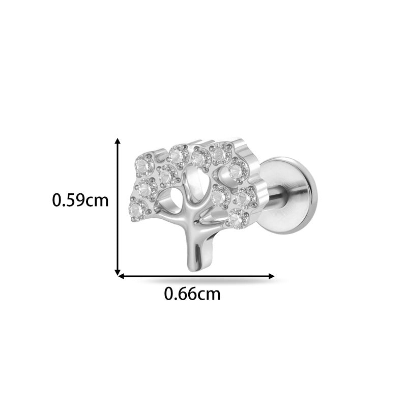 G23/F136 Titanium Internally Threaded Zircon Piercing Jewelry Lip Stud & Cartilage Earring – Elegant Sparkle Design, 1.2×8mm Rod, Gold & Silver