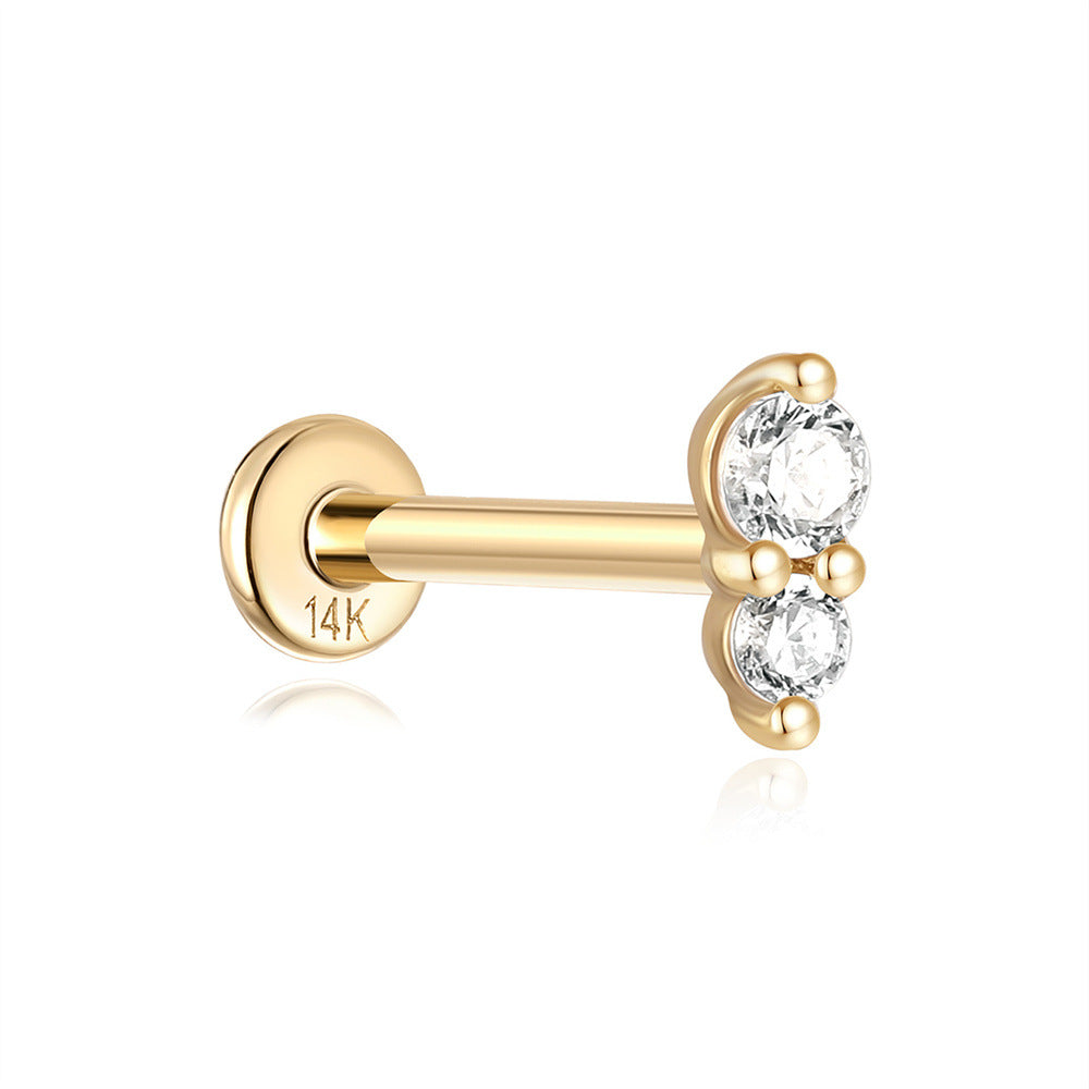 14K Gold Gourd Zircon Piercing Stud Earrings – Dainty & Hypoallergenic for Everyday Wear