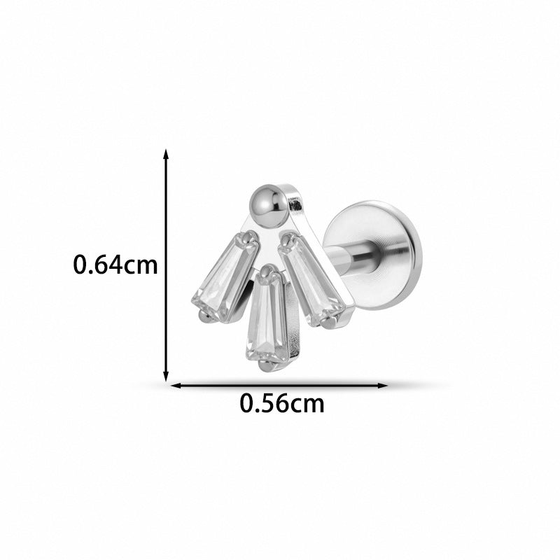 Implant Grade G23 ASTM F136 Titanium CZ Labret Stud | Internal Thread 16G Flat Back Lip & Cartilage Earring