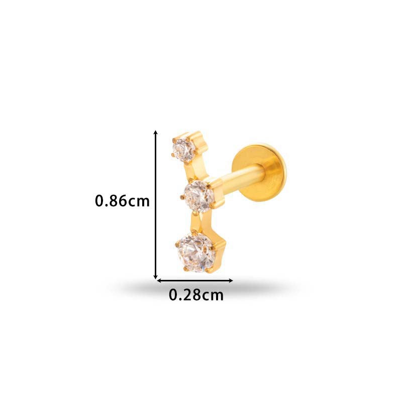G23/F136 Titanium Internally Threaded CZ Flat-Back Cartilage Stud Earrings – Hypoallergenic Piercing Jewelry for Helix, Tragus, Conch & Lobe